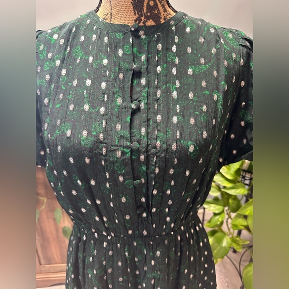 LOFT dark green paisley dress, size M petite. NWT. - Picture 3 of 5